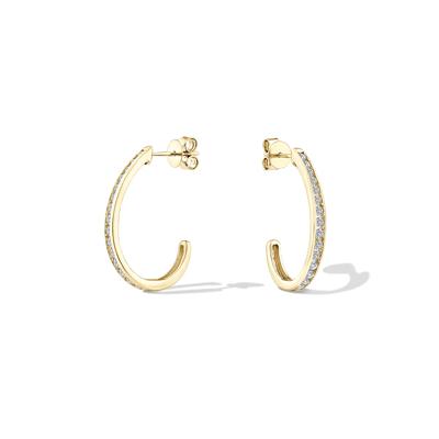 Diamond J-Hoop Earrings in 10K Gold