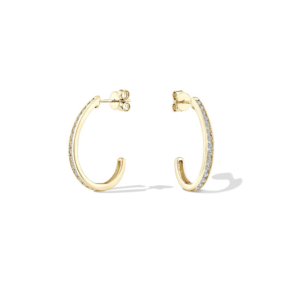 Diamond J-Hoop Earrings in 10K Yellow Gold (1 ct. tw.) – Image 1 of 2