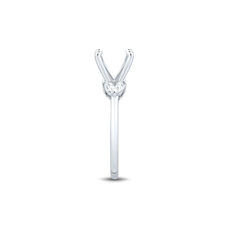 Lab Grown Diamond Heart-Shaped Side Stone Semi-Mount Engagement Ring in 14K White Gold &#40;5/8 ct. tw.&#41; &#40;Setting Only&#41; – Image 3 of 6