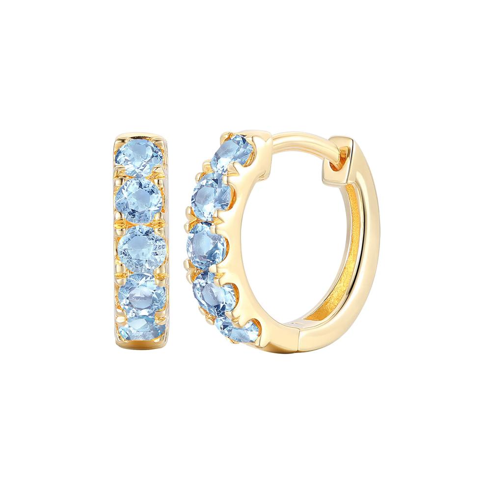 Blue Topaz Hoop Earrings in 10K Yellow Gold, 12MM – Image 1 of 1