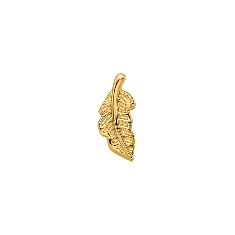 Cartilage-Friendly Leaf Labret Stud in 14K Yellow Gold, 16 Gauge – Image 3 of 3