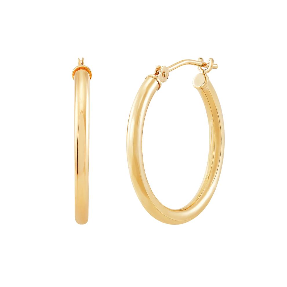 Round Polished Hoop Earrings in 14K Yellow Gold, 20MM – Image 1 of 2