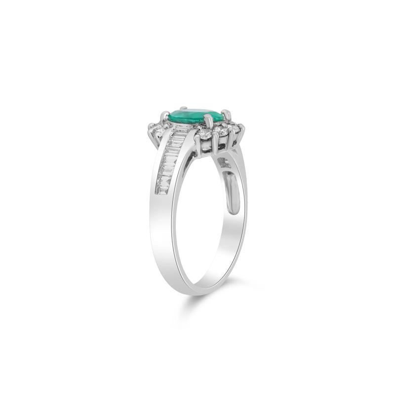 Emerald and Diamond Oval Halo Ring in 14K White Gold &#40;5/8 ct. tw.&#41; – Image 2 of 4