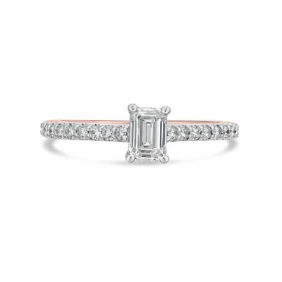 Diamond Emerald Cut Center Engagement Ring in 14K Rose Gold (3/4 ct. tw.)