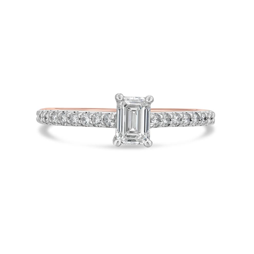 Diamond Emerald Cut Center Engagement Ring in 14K Rose Gold (3/4 ct. tw.) – Image 1 of 4