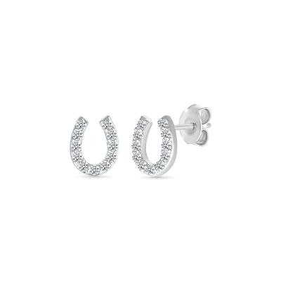 Diamond Horseshoe Studs in 10K White Gold (1/6 ct. tw.)
