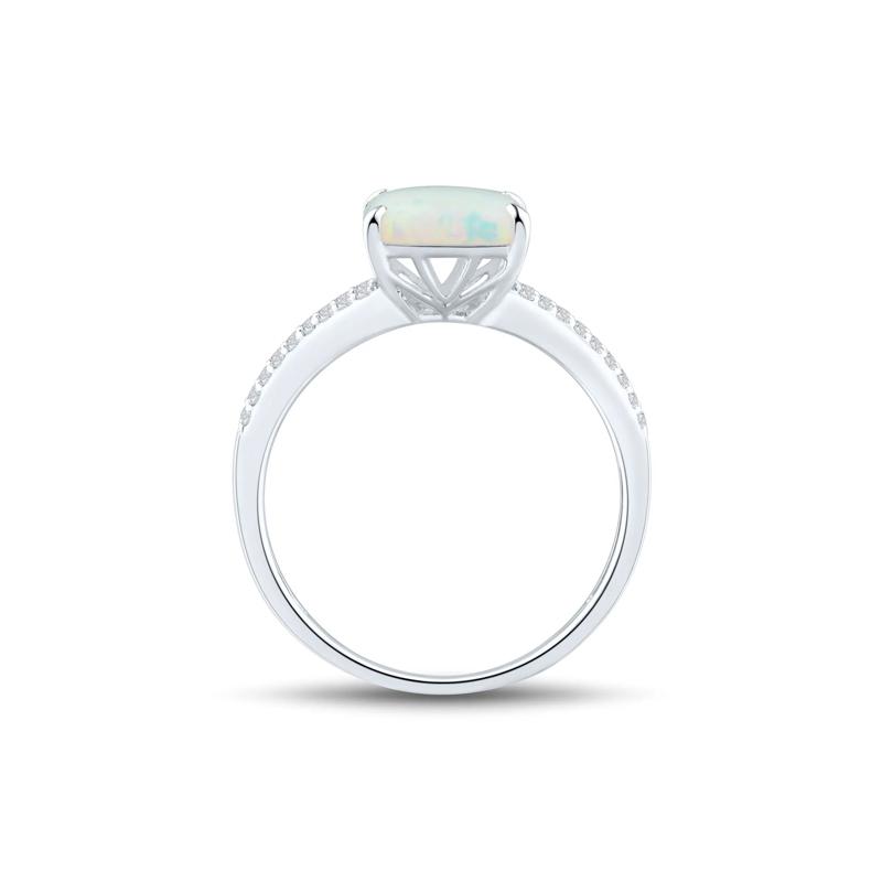 Lab-Created Opal and Lab-Created White Sapphire Ring in Sterling Silver – Image 2 of 3
