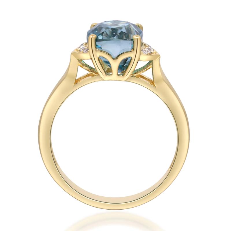 London Blue Topaz &amp; Round Diamond Accent Ring in 10K Yellow Gold – Image 2 of 5
