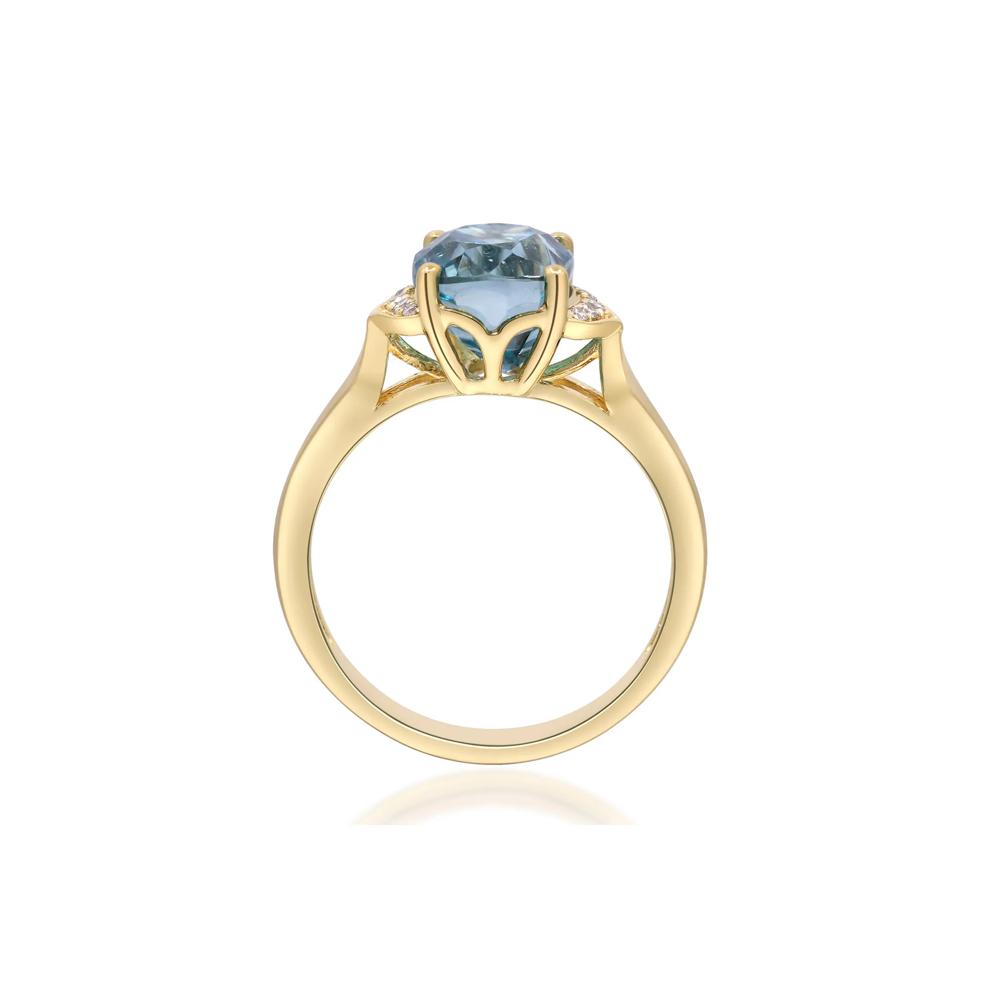 London Blue Topaz &amp; Round Diamond Accent Ring in 10K Yellow Gold – Image 2 of 5