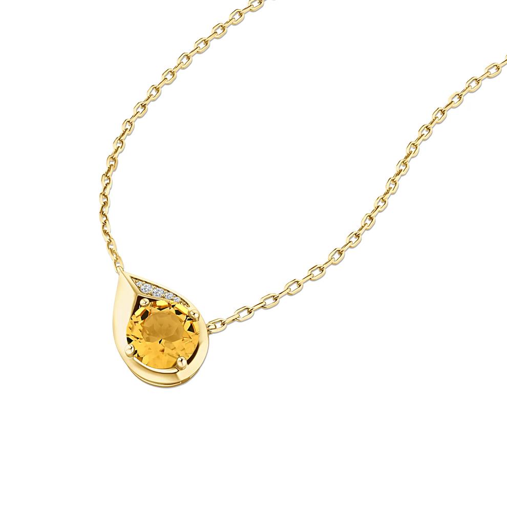 Citrine &amp; Diamond Accent Pendant Necklace in 10K Yellow Gold – Image 4 of 4