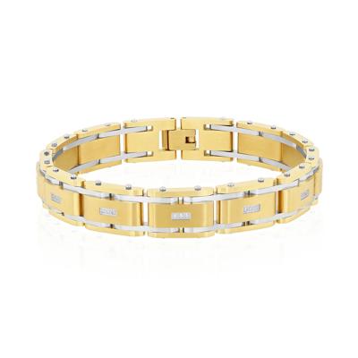 Men's Diamond Link Bracelet in Ion-Plated Stainless Steel, 8.5"