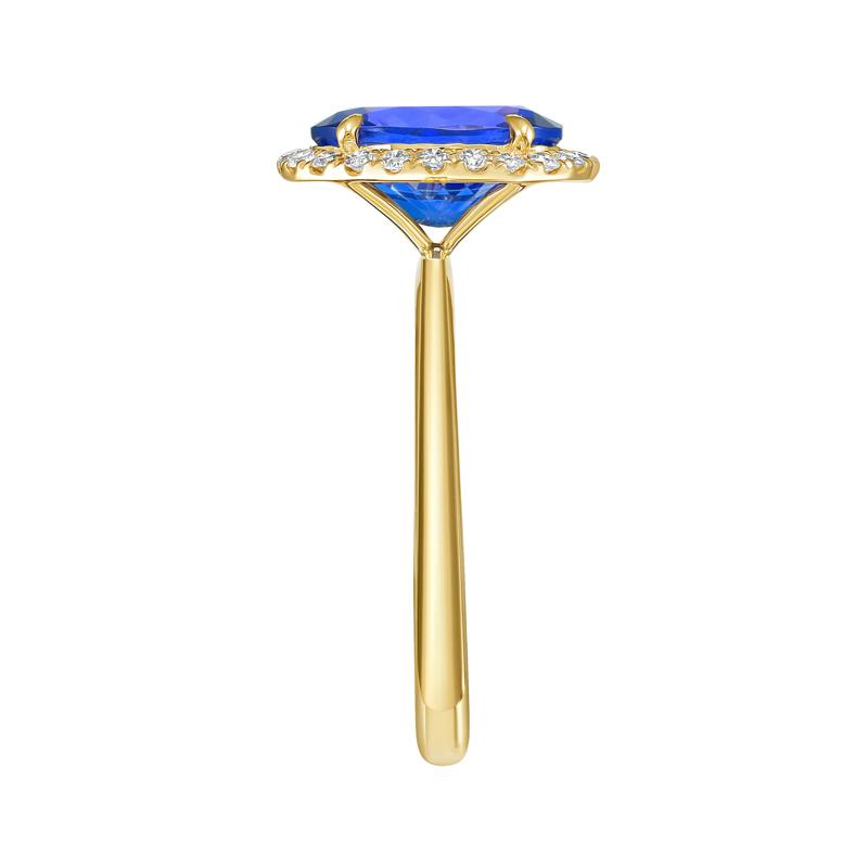 Tanzanite Oval &amp; Diamond Halo Ring in 14K Yellow Gold &#40;1/5 ct. tw.&#41; – Image 3 of 3