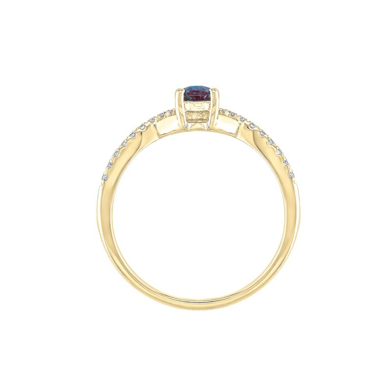 Lab-Created Alexandrite and Diamond Ring in 10K Yellow Gold Ring – Image 2 of 3