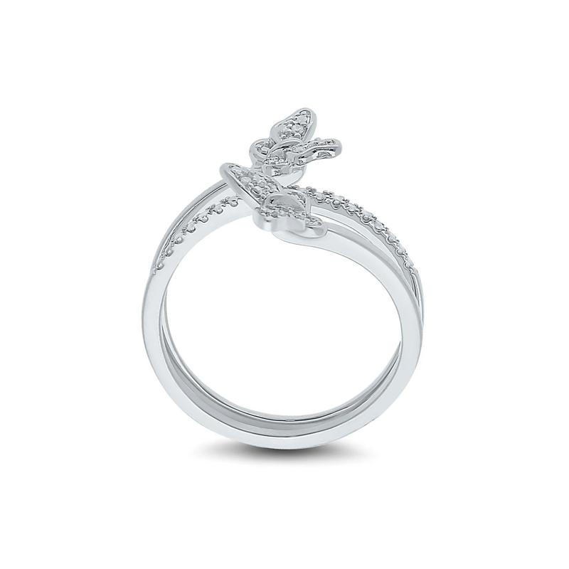 Double Butterfly Diamond Ring in Sterling Silver – Image 2 of 4