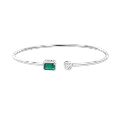 Lab-Created Gemstone Cuff Bangle Bracelet in Sterling Silver