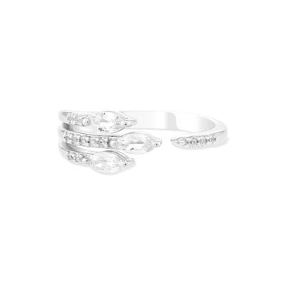Lab-Created White Sapphire Marquise Wrap Ring in Sterling Silver