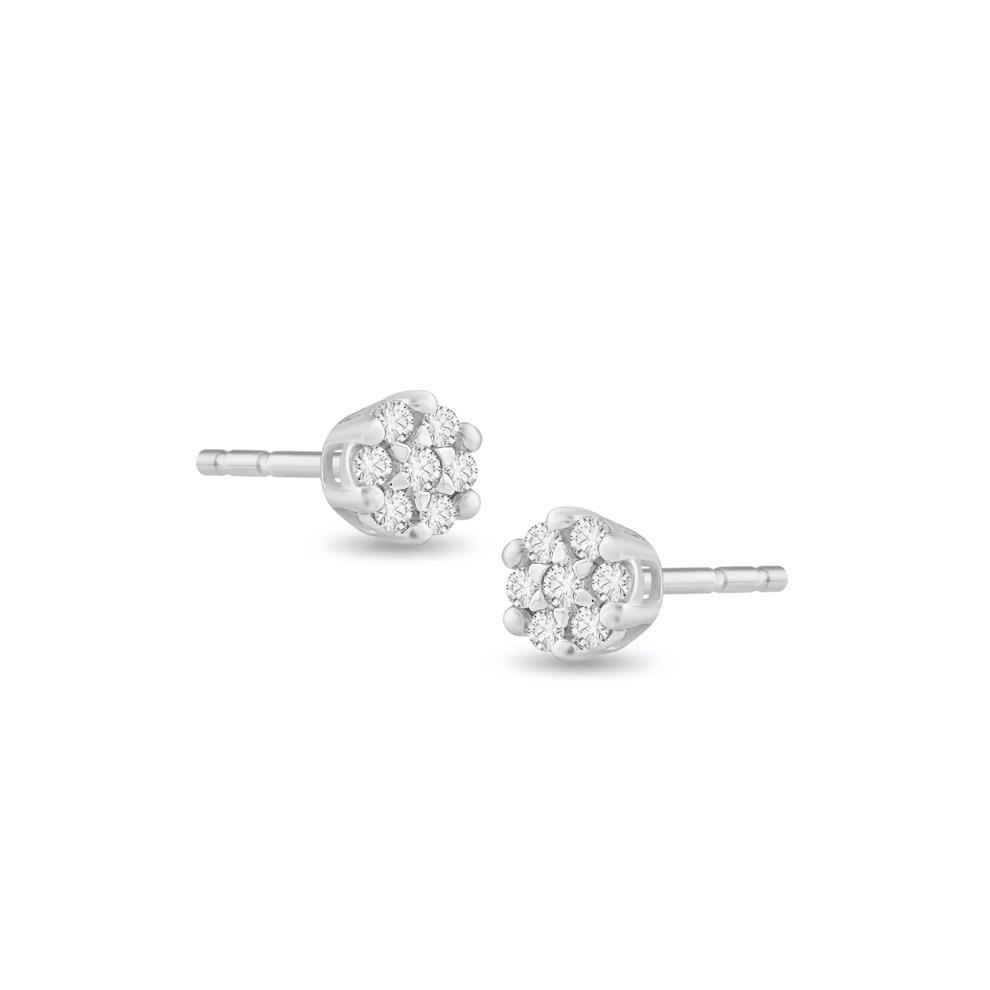Diamond Accent Round Cluster Stud Earrings in 10K White Gold – Image 1 of 2