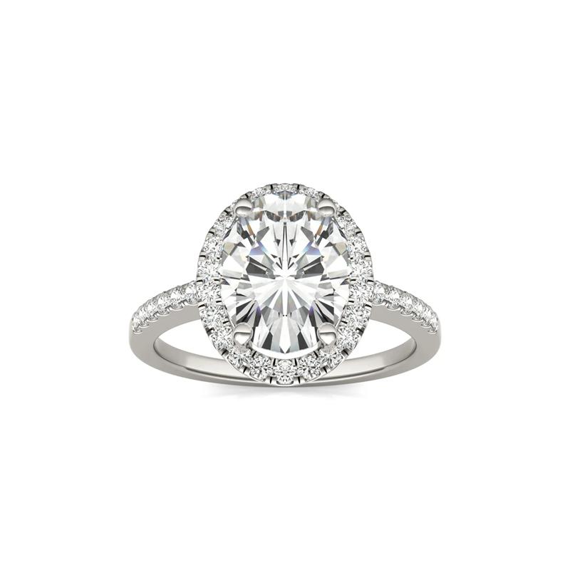 Moissanite Oval Halo Ring in 14K White Gold &#40;3 1/3 ct. dew&#41; – Image 5 of 5