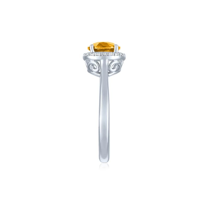 Citrine and Diamond Accent Halo Ring in Sterling Silver – Image 3 of 3