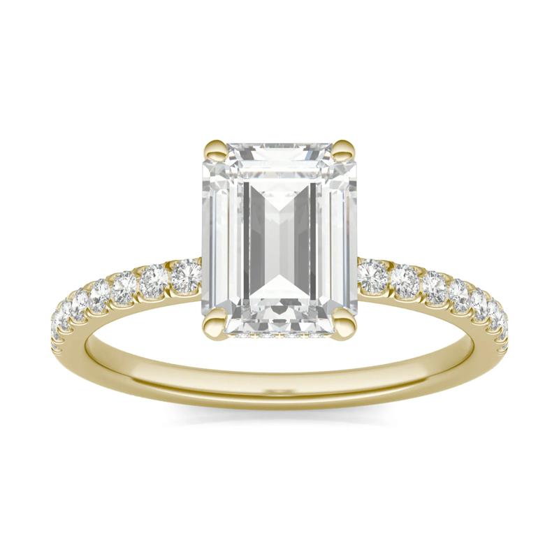 Emerald-Cut Moissanite Ring with Side-Stones in 14K Gold (2 ct. dew) – Image 1 of 1