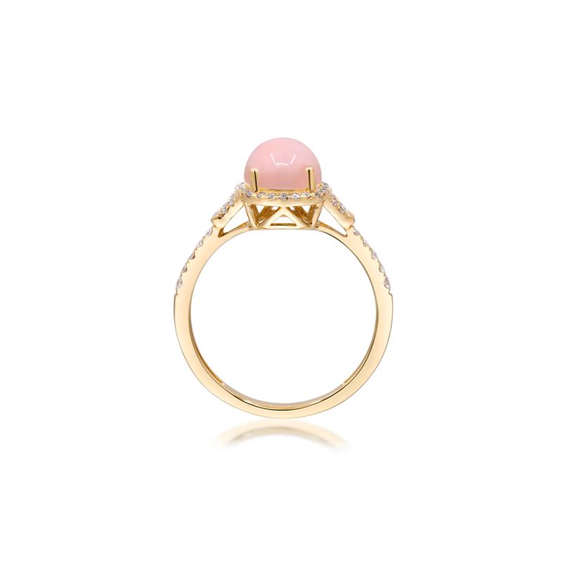 Pink Opal and Diamond Halo Ring in 10K Yellow Gold &#40;1/4 ct. tw.&#41; – Image 2 of 5