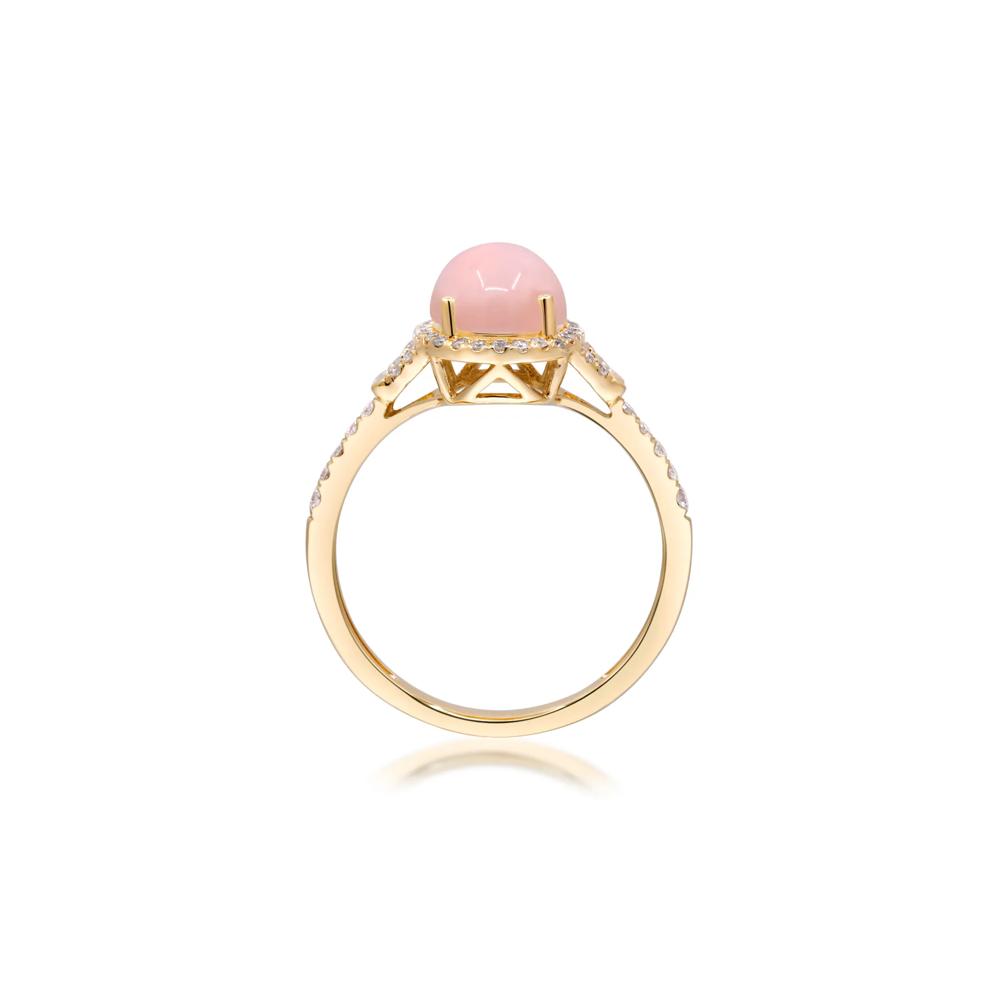 Pink Opal and Diamond Halo Ring in 10K Yellow Gold (1/4 ct. tw.) – Image 2 of 5