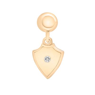 Diamond Accent Shield Bead Charm in Vermeil