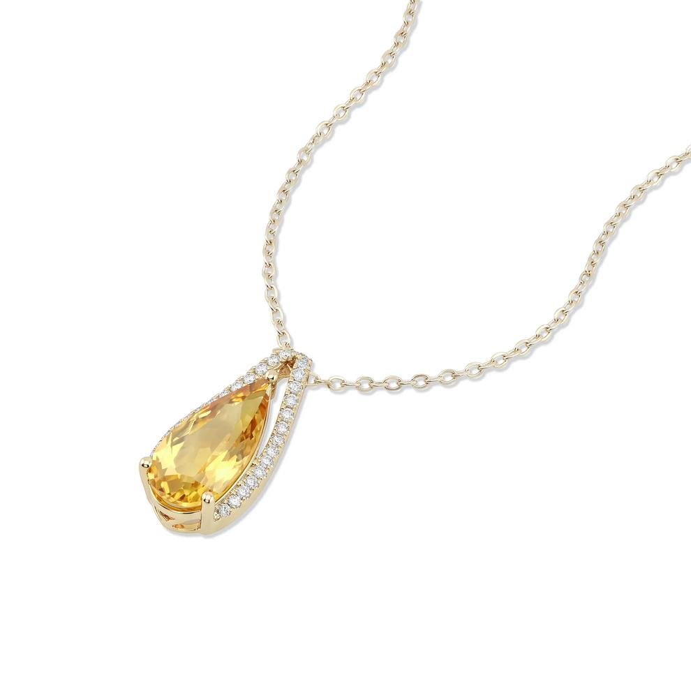 Citrine &amp; Diamond Pendant Necklace in 10K Yellow Gold (1/7 ct. tw.) – Image 4 of 4