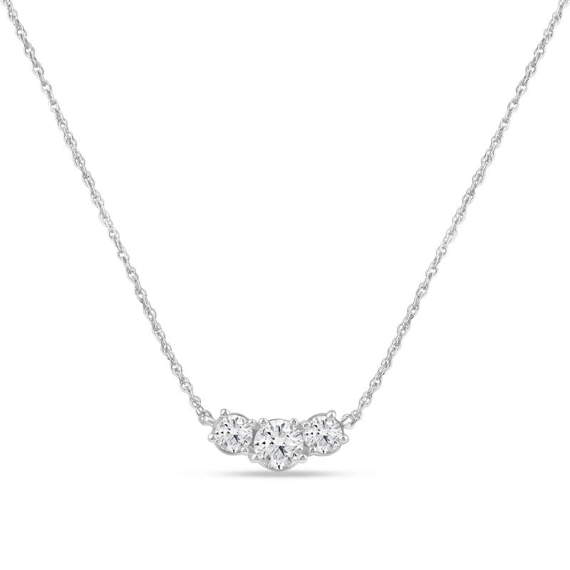 Lab Grown Diamond Three-Stone Necklace in 14K White Gold (2 ct. tw.) – Image 1 of 4