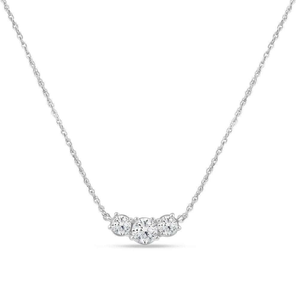 Lab Grown Diamond Three-Stone Necklace in 14K White Gold (2 ct. tw.) – Image 1 of 4