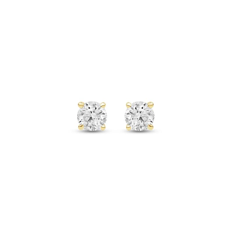 Lab Grown Diamond Round Solitaire Stud Earrings in 14K Yellow Gold &#40;1/2 ct. tw.&#41;  – Image 2 of 3
