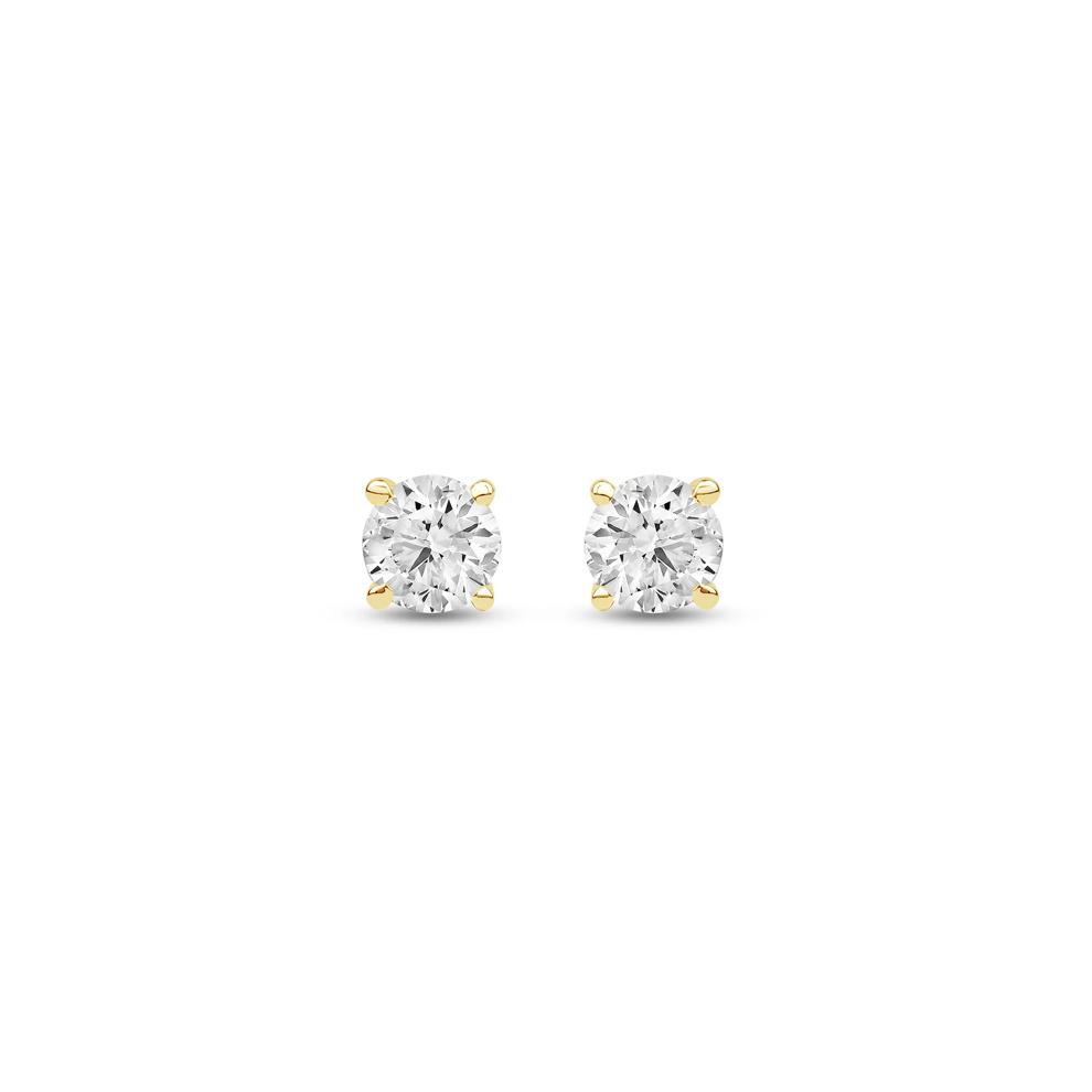 Lab Grown Diamond Round Solitaire Stud Earrings in 14K Yellow Gold (1/2 ct. tw.)  – Image 2 of 3