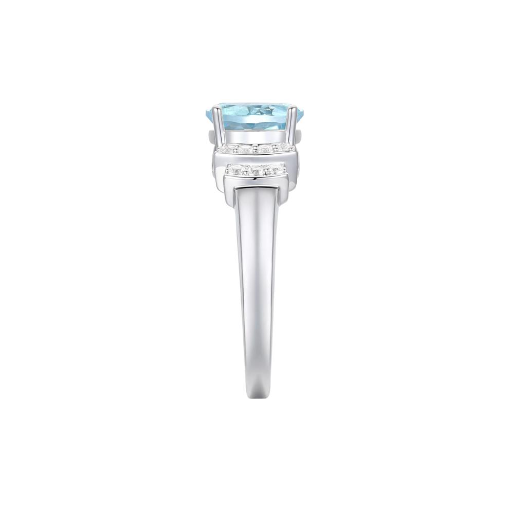 Aquamarine and Diamond Ring in 10K White Gold (1/5 ct. tw.) – Image 3 of 3