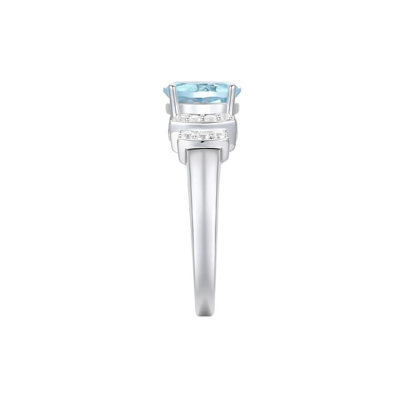 Aquamarine and Diamond Ring in 14K White Gold &#40;1/5 ct. tw.&#41; – Image 3 of 3
