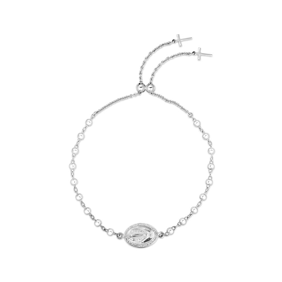 Virgin Mary Bead Chain Bolo Bracelet in Sterling Silver – Image 1 of 2