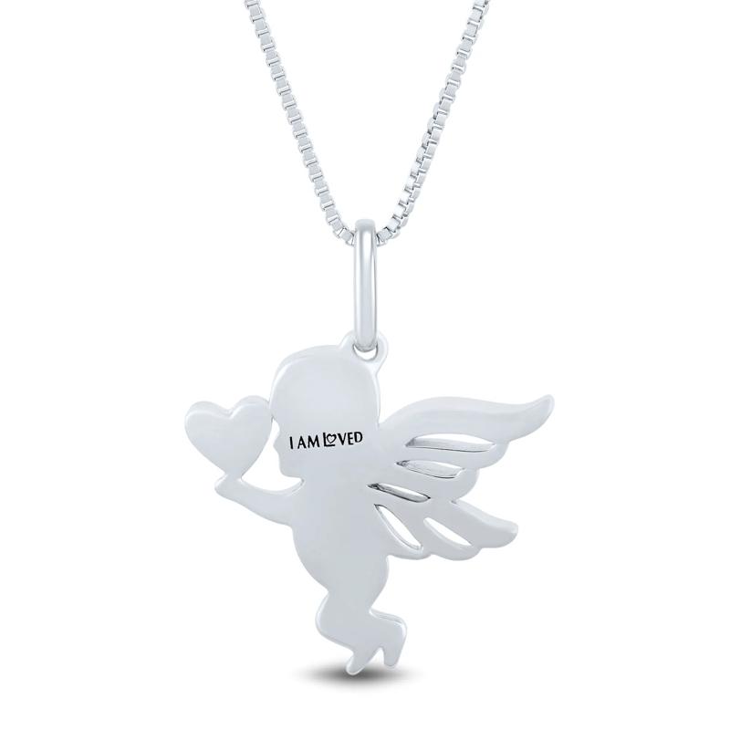 Cherub Pendant with Diamond Accents in Sterling Silver and 14K Rose Gold – Image 4 of 4