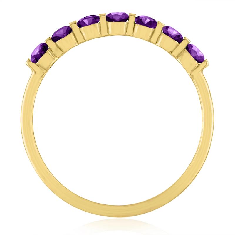 Amethyst Shared-Prong Band in 10K Yellow Gold – Image 2 of 3