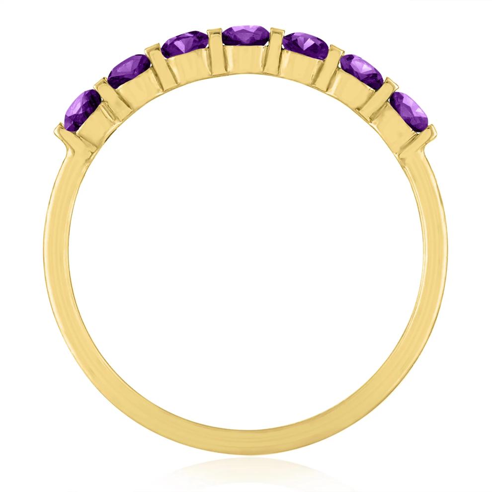 Amethyst Shared-Prong Band in 10K Yellow Gold – Image 2 of 3