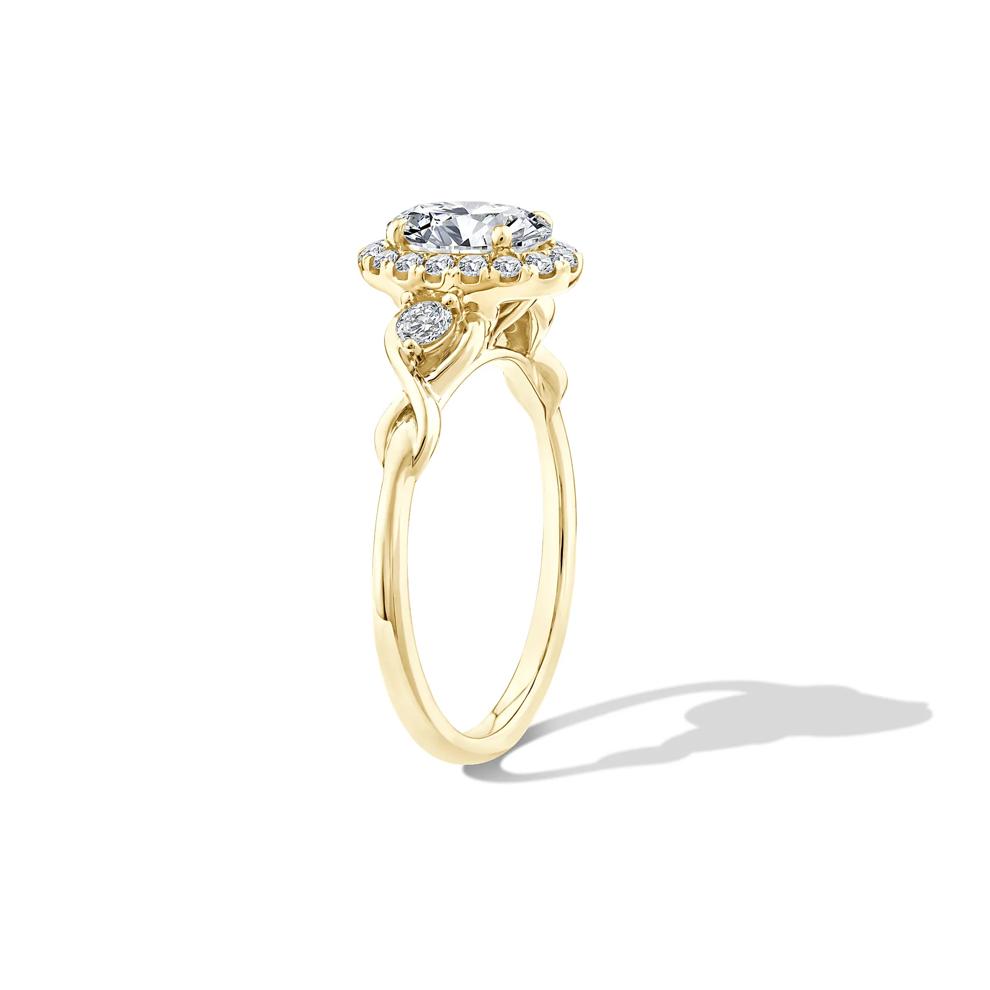 Lab Grown Diamond Oval Halo Engagement Ring in 10K Yellow Gold (1 1/3 ct. tw.) – Image 3 of 4