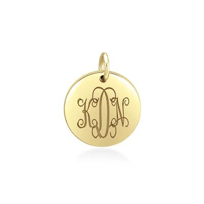 script monogram disc pendant in 10K Yellow Gold