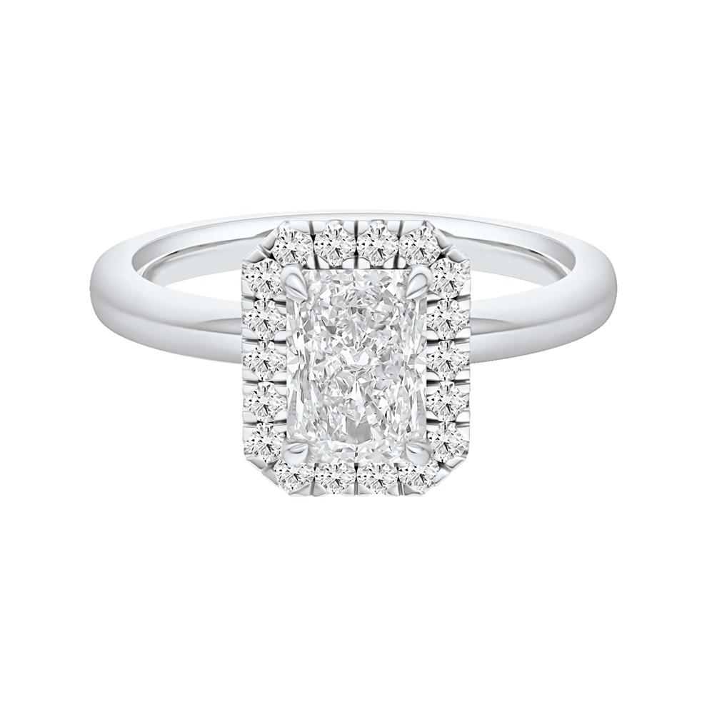 Diamond Radiant-Cut Halo Engagement Ring – Image 1 of 5