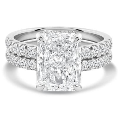 Lab Grown Diamond Radiant-Cut Bridal Set in 14K White Gold (5 ct. tw.)