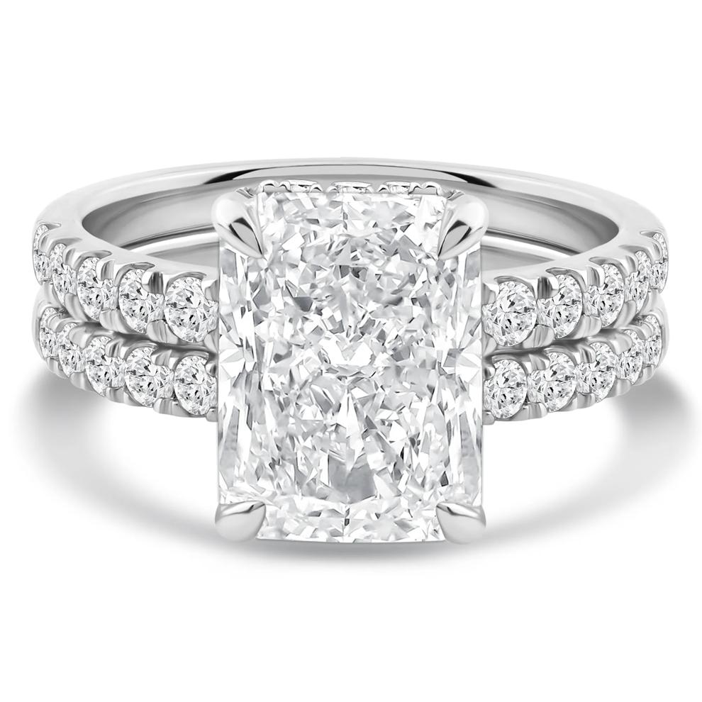 Lab Grown Diamond Radiant-Cut Bridal Set in 14K White Gold (5 ct. tw.) – Image 1 of 6