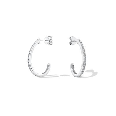Diamond J-Hoop Earrings in 10K White Gold (1 ct. tw.)