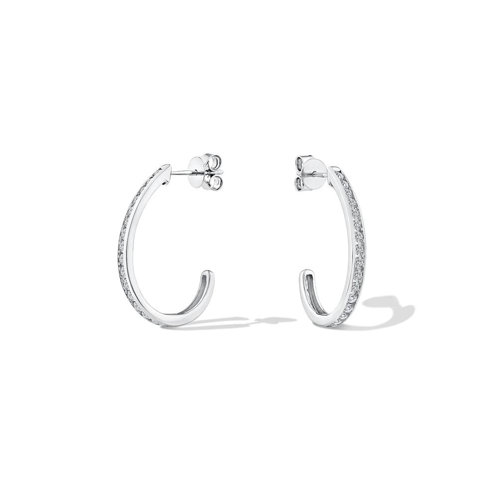 Diamond J-Hoop Earrings in 10K White Gold (1 ct. tw.) – Image 1 of 2