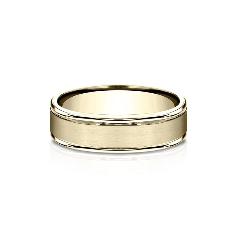 Men&rsquo;s Satin Wedding Band in 14K Yellow Gold, 6MM – Image 1 of 3