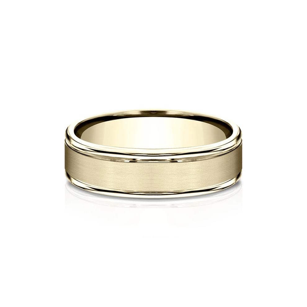 Men&rsquo;s Satin Wedding Band in 14K Yellow Gold, 6MM – Image 1 of 3