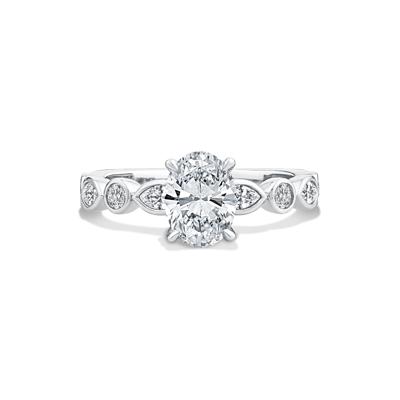 Lab Grown Diamond Oval Center Engagement Ring in 10K White Gold (1 3/8 ct. tw.)