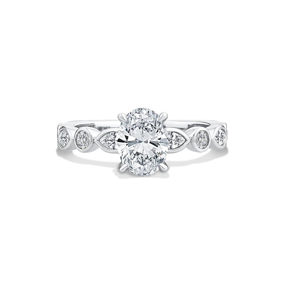 Lab Grown Diamond Oval Center Engagement Ring in 10K White Gold (1 3/8 ct. tw.) – Image 1 of 4
