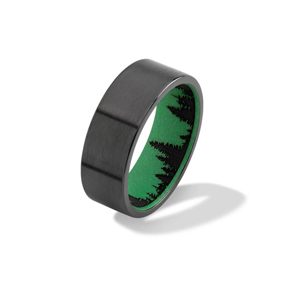 Men's Flat Band with Tree Sleeve in Zirconium, 8mm – Image 4 of 4